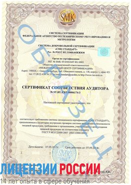 Образец сертификата соответствия аудитора №ST.RU.EXP.00006174-3 Соликамск Сертификат ISO 22000